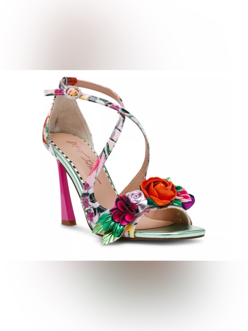 Betsey Johnson Green and Pink Floral Sandals NWOB